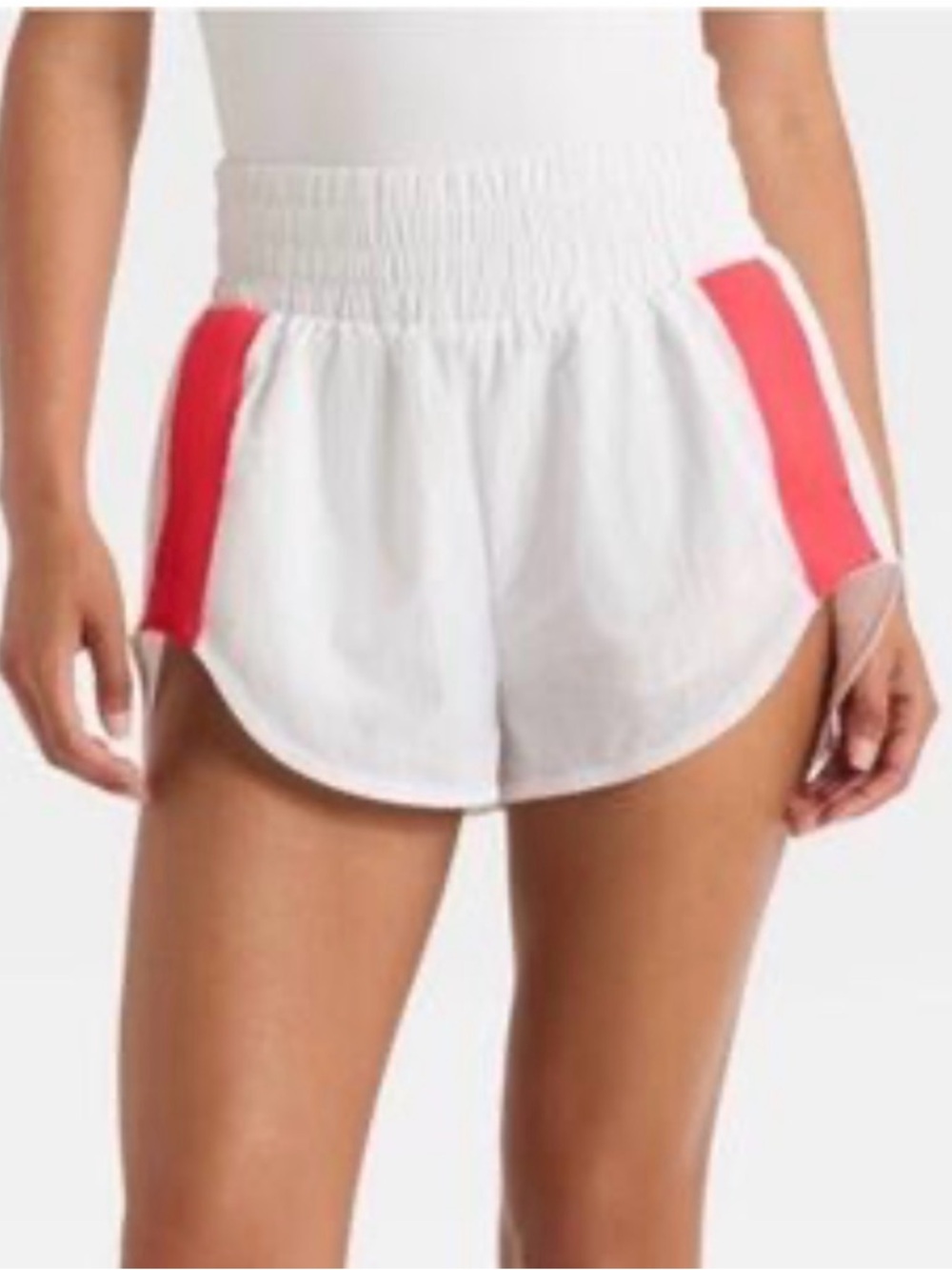 JoyLab White Athletic Shorts with Coral Side Panels